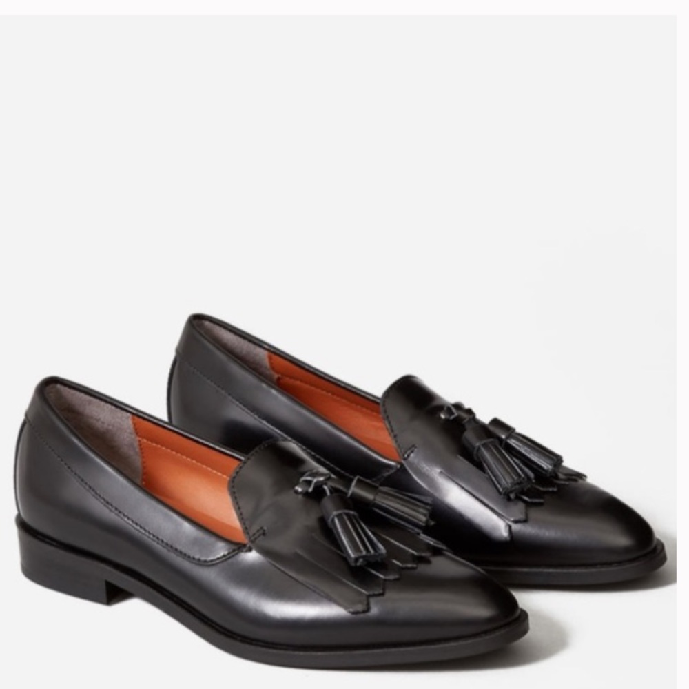 Everlane Black Leather Modern Tassel Loafers 8